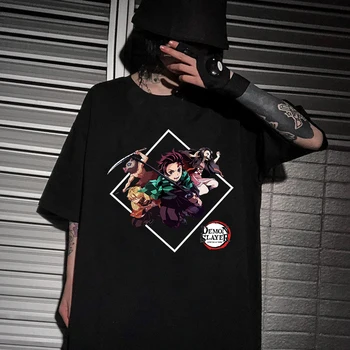 Anime Démon Vadász Vicces Póló Divat Kimetsu Nem Yaiba T-shirt Grafikus Japán póló Hip-Hop Felső Póló Férfi