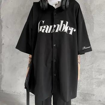 HOUZHOU Fekete Baseball Ingek Nők, mind a Férfiak Harajuku Hip-Hop Streetwear Gótikus Túlméretes Rövid Ujjú koreai Stílusú Blúz Pár