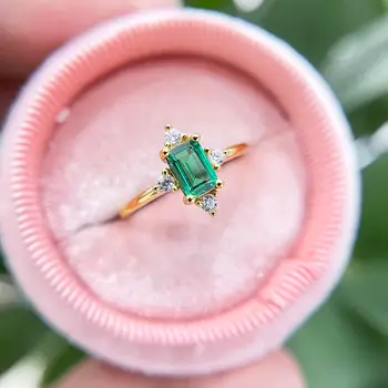 GZXSJG Smaragd Drágakövek Gyűrű a Nők Tömör 925 Sterling Ezüst koreai Trendi Divat Eljegyzés, Esküvő Ékszer Napi