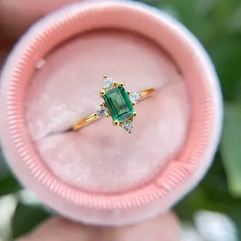 GZXSJG Smaragd Drágakövek Gyűrű a Nők Tömör 925 Sterling Ezüst koreai Trendi Divat Eljegyzés, Esküvő Ékszer Napi 1