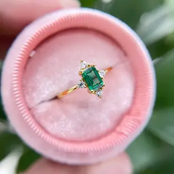 GZXSJG Smaragd Drágakövek Gyűrű a Nők Tömör 925 Sterling Ezüst koreai Trendi Divat Eljegyzés, Esküvő Ékszer Napi 2
