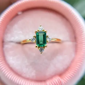 GZXSJG Smaragd Drágakövek Gyűrű a Nők Tömör 925 Sterling Ezüst koreai Trendi Divat Eljegyzés, Esküvő Ékszer Napi 3