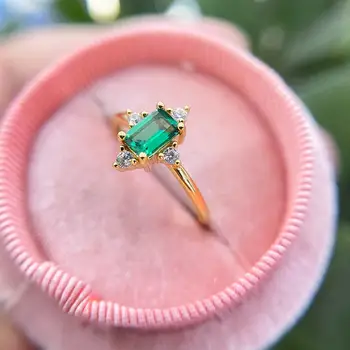 GZXSJG Smaragd Drágakövek Gyűrű a Nők Tömör 925 Sterling Ezüst koreai Trendi Divat Eljegyzés, Esküvő Ékszer Napi 4