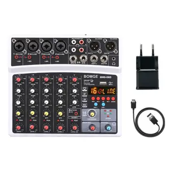 6 Csatorna Audio hangmérnök A Hang Kártya Keverő-DJ Konzol USB-A 48V fantomtáp 16 DSP Effektek Bluetooth-kompatibilis