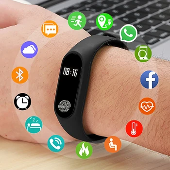M2 Okos Karkötő Nők Férfiak Bluetooth Fitness Tracker Karkötő Órák Pulzusmérő Vízálló Smartwatch Az Ios-Android