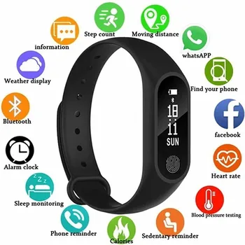 M2 Okos Karkötő Nők Férfiak Bluetooth Fitness Tracker Karkötő Órák Pulzusmérő Vízálló Smartwatch Az Ios-Android 1