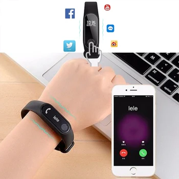 M2 Okos Karkötő Nők Férfiak Bluetooth Fitness Tracker Karkötő Órák Pulzusmérő Vízálló Smartwatch Az Ios-Android 2