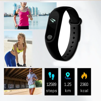 M2 Okos Karkötő Nők Férfiak Bluetooth Fitness Tracker Karkötő Órák Pulzusmérő Vízálló Smartwatch Az Ios-Android 3