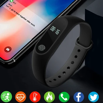 M2 Okos Karkötő Nők Férfiak Bluetooth Fitness Tracker Karkötő Órák Pulzusmérő Vízálló Smartwatch Az Ios-Android 5