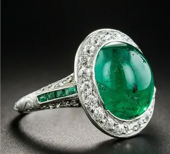 925 Sterling Ezüst Klasszikus Smaragd Kristály Gyűrű a Nők Esküvő, Eljegyzés Női barátnőm Szülinapi ajándék Gyűrű Ékszer 1
