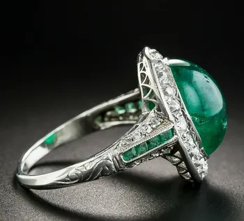925 Sterling Ezüst Klasszikus Smaragd Kristály Gyűrű a Nők Esküvő, Eljegyzés Női barátnőm Szülinapi ajándék Gyűrű Ékszer 2