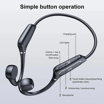 Bluetooth 5.0 Vezeték nélküli Fejhallgató H12 csontvezetéses Headset IP55 Vízálló Kültéri Sport Fül Horog Fülhallgató A Xiaomi Iphone 1