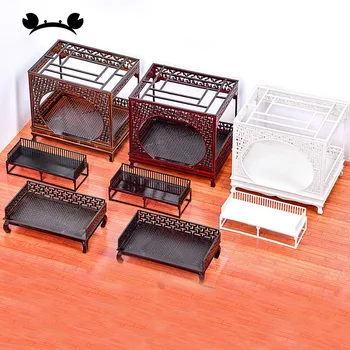 Kínai Retro Stílusú Ágy modell, mini Bútorok Miniatűr Műanyag Modell Ágy modell, épület, Ház Baba kiegészítők