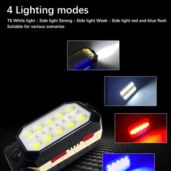 USB Újratölthető COB Munka Light Hordozható LED FlashlightWith Teljesítmény Kijelző Mágnes Kampó Szolgáltatás Fény Vízálló Kemping Lámpa 2