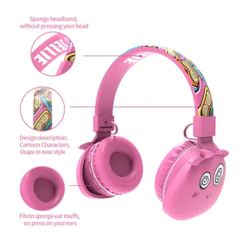 Rajzfilm Vezeték nélküli Fejhallgató Bluetooth 5.0-S HiFi Fülhallgató Fülhallgató 85 Gyerek Mód a Gyermekek Mic Támogatás TF Kártya FM Rádió 4