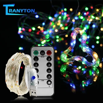 USB LED String Fények, Színes, Új Év Garland Réz Drót String Tündér Fény Beltéri Kültéri Esküvői Karácsonyi Dekoráció