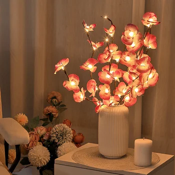 20 LED Mesterséges Virág LED Szimuláció Orchidea Ág Fény Tündér String Fény Váza Töltelék Virág Esküvői Party Dekor 2