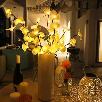 20 LED Mesterséges Virág LED Szimuláció Orchidea Ág Fény Tündér String Fény Váza Töltelék Virág Esküvői Party Dekor 3