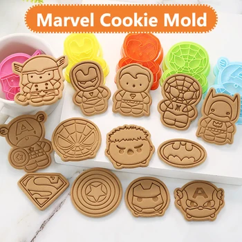 Marvel Cookie Penész Sütés, 3D Sztereó Nyomja meg a Kekszet Formához Konyhában Főzés Eszközök, Formák Disney Hős vasember Fél Desszert Penész