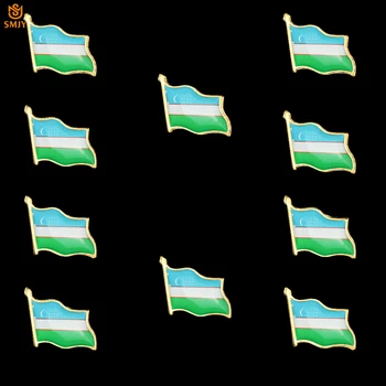 10DB Üzbegisztán Nemzeti Zászló Zománc Bross Jelvény, Nyakkendő, Denim Póló Hajtóka Biztonsági Csat Unisex Banner Csapok Bross Kollekcióhoz