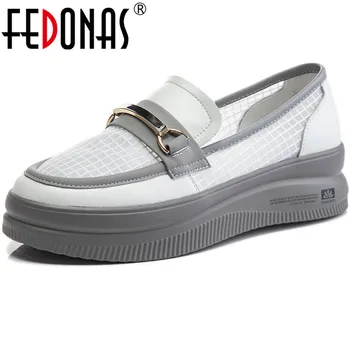 FEDONAS Platform Cipő a Nő Nyomában 2021 Őszi Valódi Bőrből készült, Kerek Toe Sekély Nők Falt Cipő Legújabb Office Lady Női Cipő