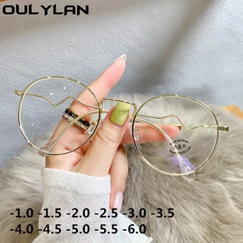 Oulylan -1.0-1.5-2.0-2.5-3.0-3.5 Hogy -6.0 Átlátszó Kész Rövidlátás Szemüveg Férfiak Nők Kerek Receptet Rövidlátó Szemüveg