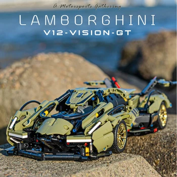 1039Pcs Város Műszaki Távirányító Lamborghini Super Racing Autó építőkövei Sport Jármű Tégla Játékok Gyerekeknek Ajándék