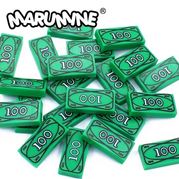 Marumine Csempe 1x2 100 Dolláros Pénzt Minta 50PCS Kompatibilis 3069bpx7 MOC Tégla Mini Személy Modellezés Összeszerelési Készlet