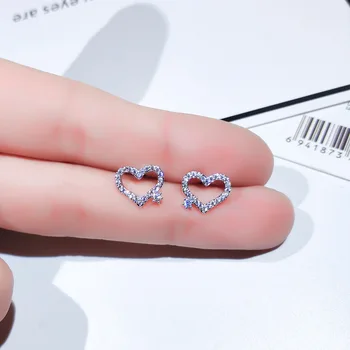 Korea Gyönyörű Ezüst Szerelem Fülbevaló Geometriai Egyszerű Női Fülbevaló 925 Ezüst Női Ékszer Fülbevaló Cirkon