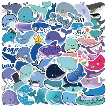 10/30/50pcs új termék rajzfilm bálna kék óceán aranyos állat graffiti matricák poggyász jegyzetfüzet, Levélpapír matrica gyermek ajándék