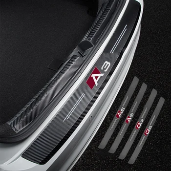 Kocsi csomagtartójában dekoratív védő matricák Magas minőségű szénszálas szövet Audi A3 A4 A5 A6 A7 A8 Q3 Q5 Q7 Q8 tartozékok