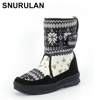 SNURULAN női cipő; télen meleg cipő; téli csizma; csúszásmentes gumi talp Hópehely gyönyörű JSH-B001 virágmintás nagy méret