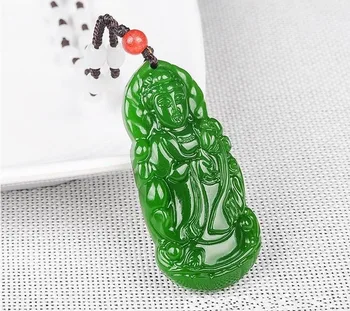 Természetes Zöld Jade Guanyin Medál, Női Férfi Divat Varázsa Ékszerek Eredeti Hitelesített Gebék Kő Guan Yin Amulett Ajándékok 0