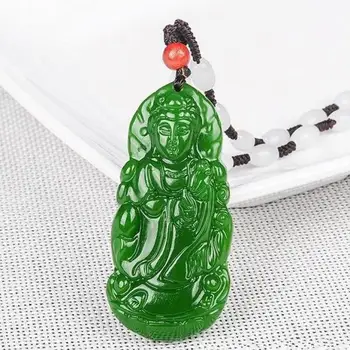 Természetes Zöld Jade Guanyin Medál, Női Férfi Divat Varázsa Ékszerek Eredeti Hitelesített Gebék Kő Guan Yin Amulett Ajándékok 4