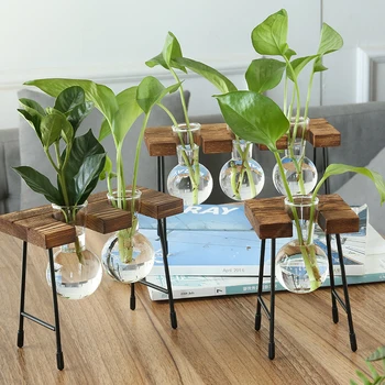 Fa Szék Keret Terrárium Hidroponikus Növény Vázák Vintage Virágcserép Átlátszó Üveg Váza Asztali Növények Lakberendezés