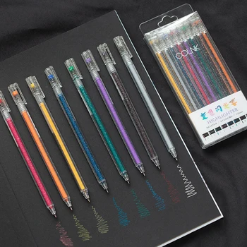 1db 8 színben csillogó kiemelő toll szett Bling Bling jelölő toll rajz scrapbook album eszközök DIY Írószer művészeti Iskola