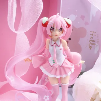 14 cm Anime Rózsaszín Sakura Figurák Játékok Lányok Szilárd PVC Ábra Modell Torta Dekoráció Ajándék