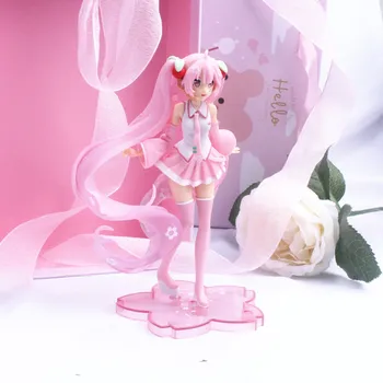 14 cm Anime Rózsaszín Sakura Figurák Játékok Lányok Szilárd PVC Ábra Modell Torta Dekoráció Ajándék 2