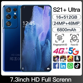 Globális Verzió S21 Ultra+ Okostelefon 7.3 HD 16+512 gb-os Kamera 24+48MP Akkumulátor 6800 mAh MT6989 Mobiltelefon 10 Core Unlock Telefon