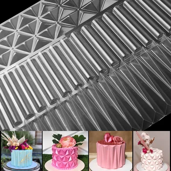 3D Műanyag Origami Félkör Mousse Torta Penész DIY Fondant Sütés Nyomtatás Penész Torta Stencil Tortát Díszítő Eszköz Tartozékok