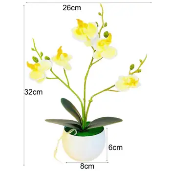 1 Állítsa a Mesterséges Cserepes Növény Anti-deformálja Anti Fade Ál Selyem Virág Reális Szemet gyönyörködtető Pillangó Orchidea Virág Bonsai