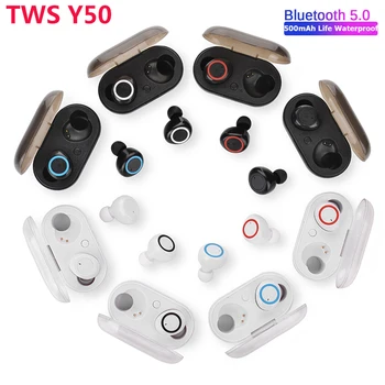 Y50 наушники TWS fone Bluetooth Fülhallgató Vezeték nélküli 5.0 Fejhallgató, Fülhallgató Fülhallgató, Stereo Gaming Headset, Doboz, Töltő
