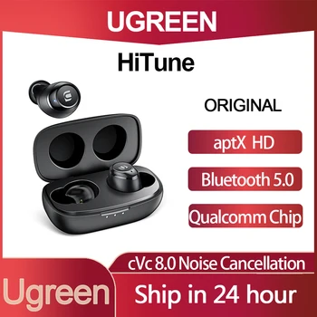 UGREEN HiTune TWS Fülhallgató Vezeték nélküli Bluetooth-5.0 Fejhallgató Qualcomm Chip AptX HD zajszűrő Fülhallgató Kettős Módban Játszani