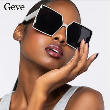 Klasszikus Négyzet Napszemüveg Nők Vintage 2021 Túlméretezett Fehér Márka Tervezője Gradiens napszemüvegek Nagy Árnyalatok Szemüveg UV400