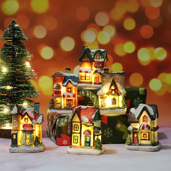 A karácsony a Fény a Ház-Boldog Karácsonyt Dekoráció Otthon Navidad Xmas Ajándékok Cristmas Díszek Micro Házakat a Faluban Új Év