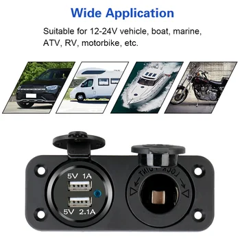 12-24V 5V-os Töltő Teljesítmény AdapterCar szivargyújtó Aljzat Elosztó Kettős USB Töltő Az Autó RV Autó Auto Tartozékok 1