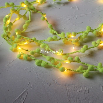 Színes pom pom led garland tündér fény Mikro réz vezetéket az Akkumulátor string fények Táblázat lakodalom Otthoni Dekoráció