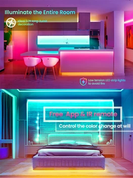 WIFI LED Szalag Világítás Bluetooth Vezérlő RGB 5050 Játék Dekoráció Háttérvilágítás Lámpa Éjszakai lámpa Világító String Hálószoba 4