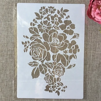 A4 29cm Virágok DIY Rétegződés Stencil Falon Festmény Scrapbook Színezés Dombornyomás Album Díszítő Sablon