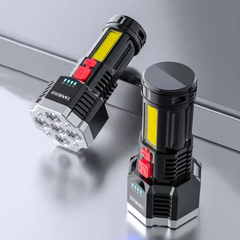 5 LED-es Elemlámpa USB Újratölthető, nagy Teljesítményű Elemlámpát COB Hordozható Ultra Fényes fáklya, Erős Fény, a Multi-Funkcionális Spotlight 1